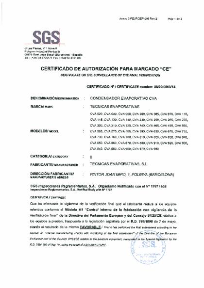 Сертификаты на конденсаторы CVA