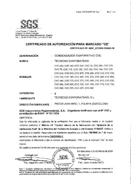 Сертификаты на конденсаторы CVC